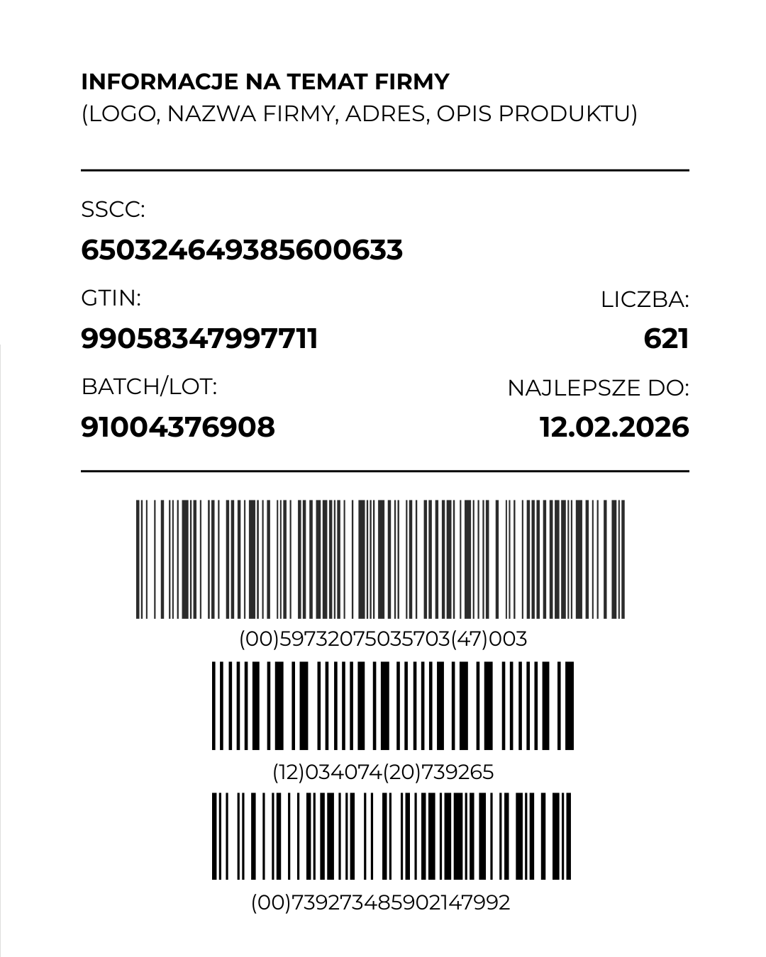 Przykład etykiety logistycznej